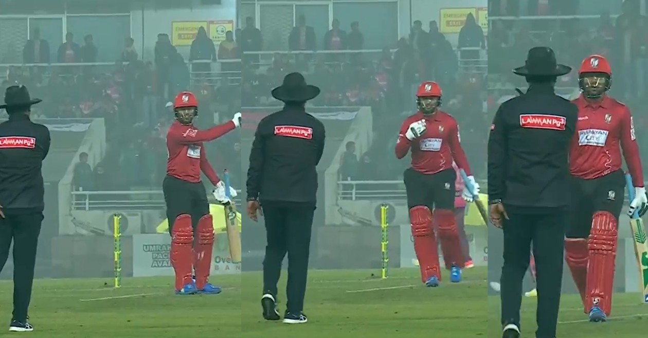 Shakib Al Hasan loses cool at umpire