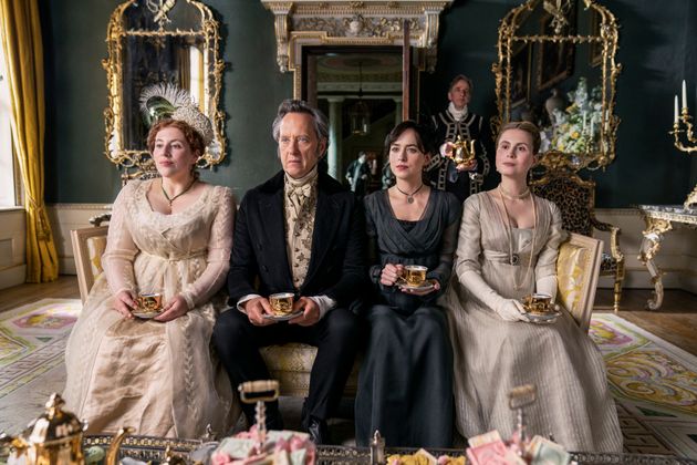 Lydia Rose Bewley, Richard E. Grant, Dakota Johnson and Yolanda Kettle in Netflix's new film Persuasion