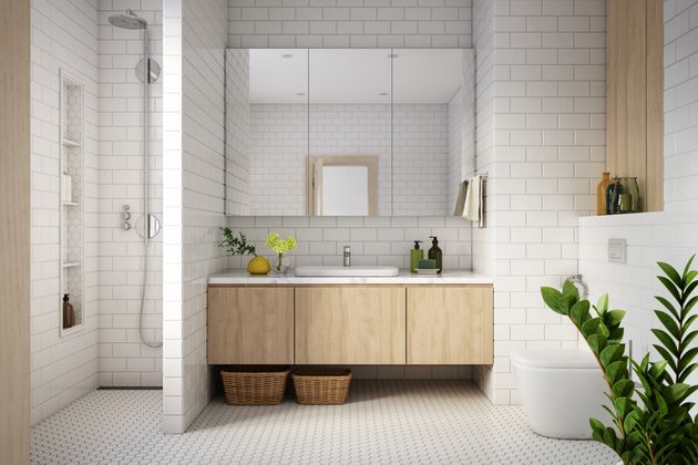 Modern Bathroom Interior stock photo - 3d render