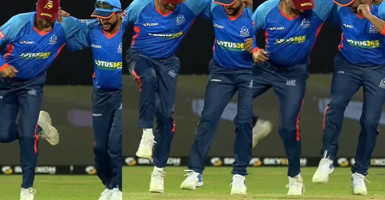 Harbhajan Singh and Suresh Raina dance