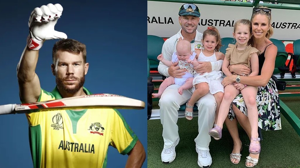 David Warner with his wife and kids