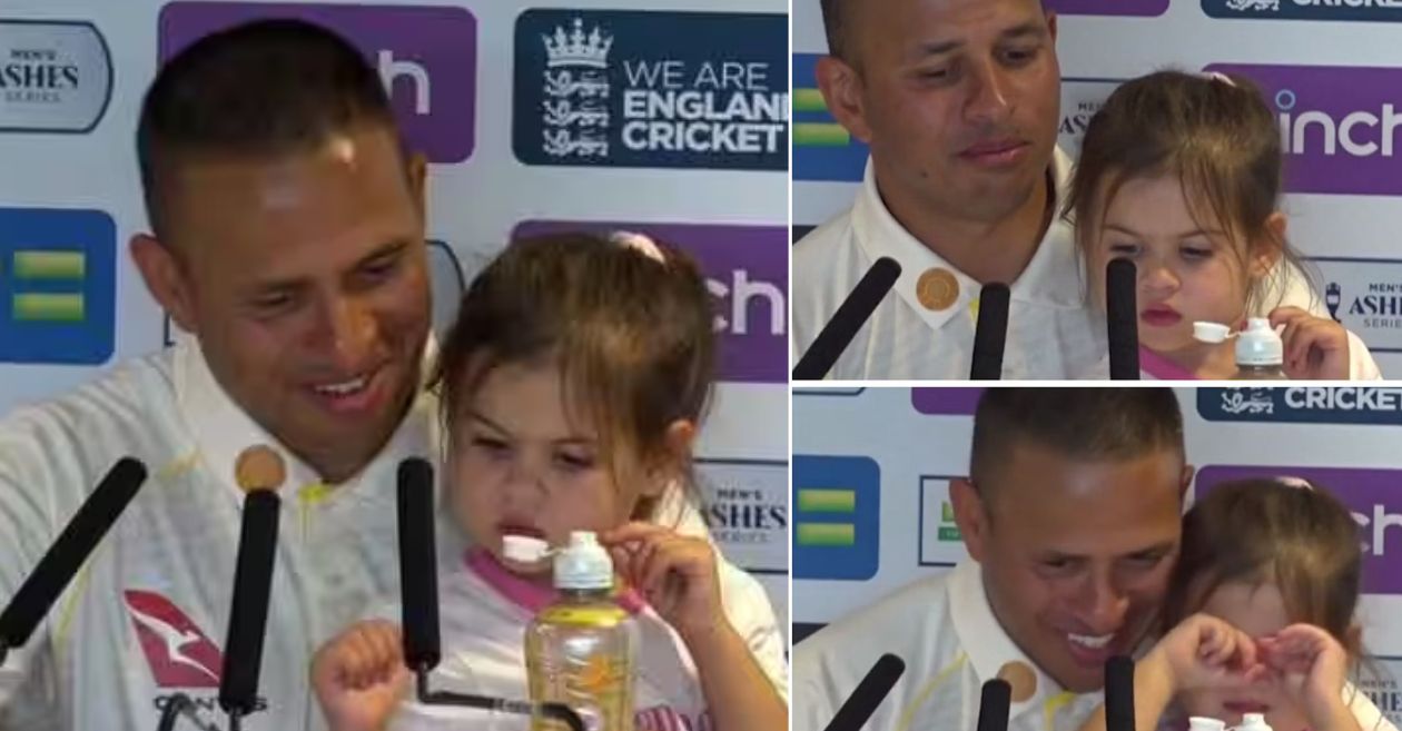 Usman Khawaja with his daughter