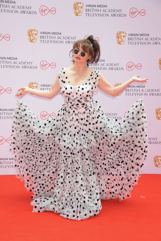 LONDON, ENGLAND - JUNE 06: Helena Bonham Carter arrives at the Virgin Media British Academy Television Awards 2021 at Television Centre on June 6, 2021 in London, England. (Photo by David M. Benett/Dave Benett/Getty Images)