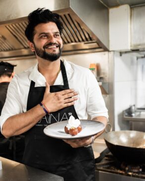 Suresh Raina at his new restaurant in Amsterdam