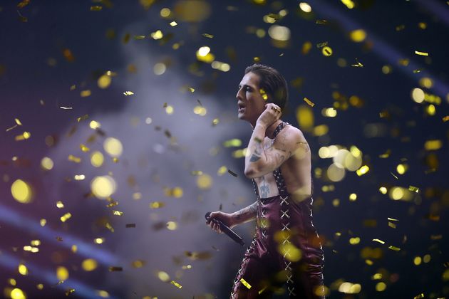 Damiano on stage during the Eurovision final