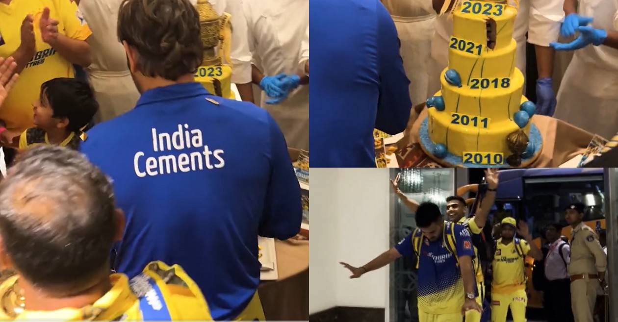 MS Dhoni celebrates CSK's five title triumphs