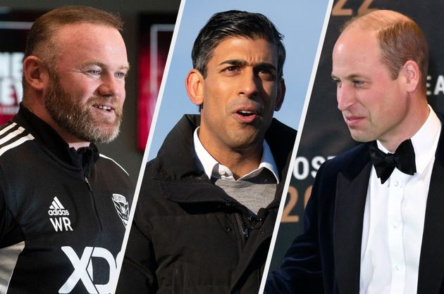 Wayne Rooney, Rishi Sunak and Prince William