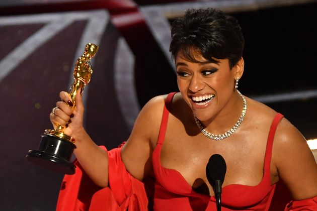 Ariana DeBose accepts the award for Best Actress in a Supporting Role for her performance in West Side Story onstage during the 94th Oscars