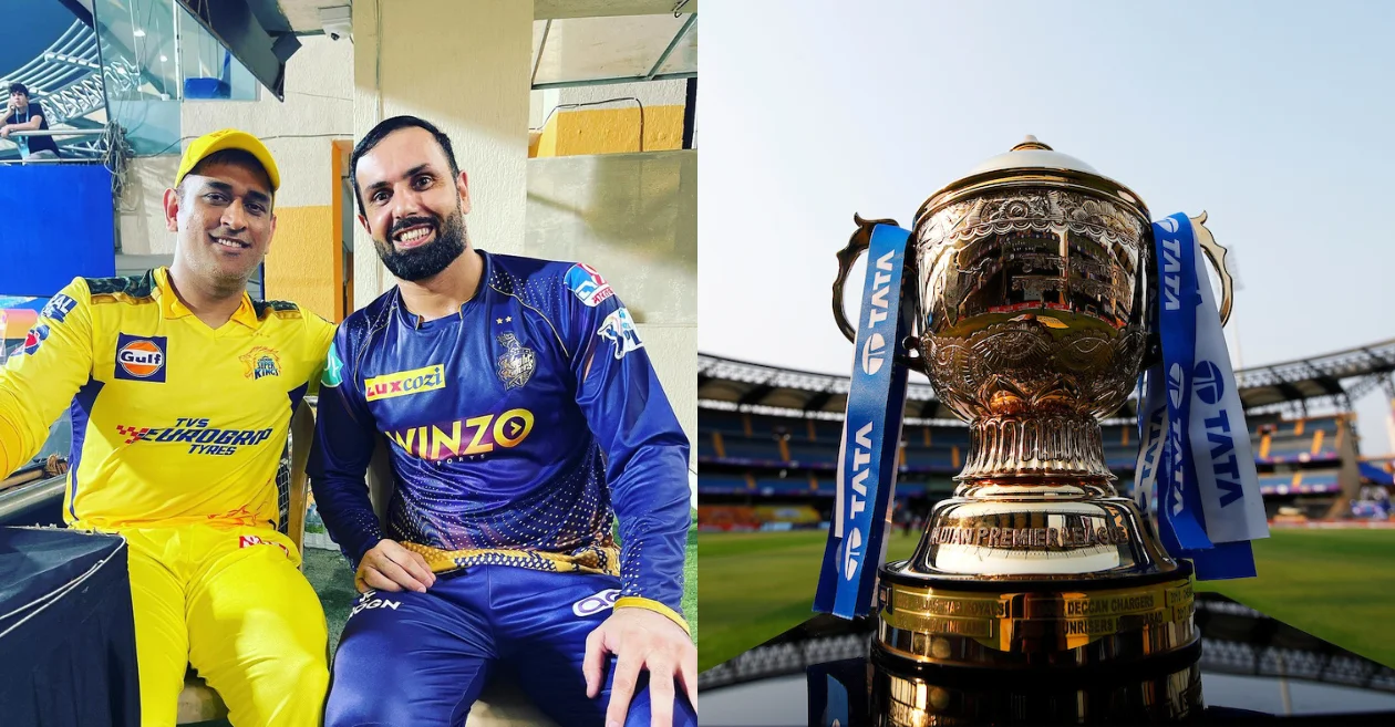 MS Dhoni, Mohammad Nabi and IPL trophy