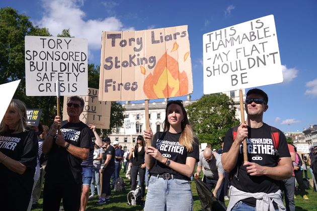 <strong>Protesters from Leaseholders Together gather at rally in Parliament Square, Westminster in September.</strong>