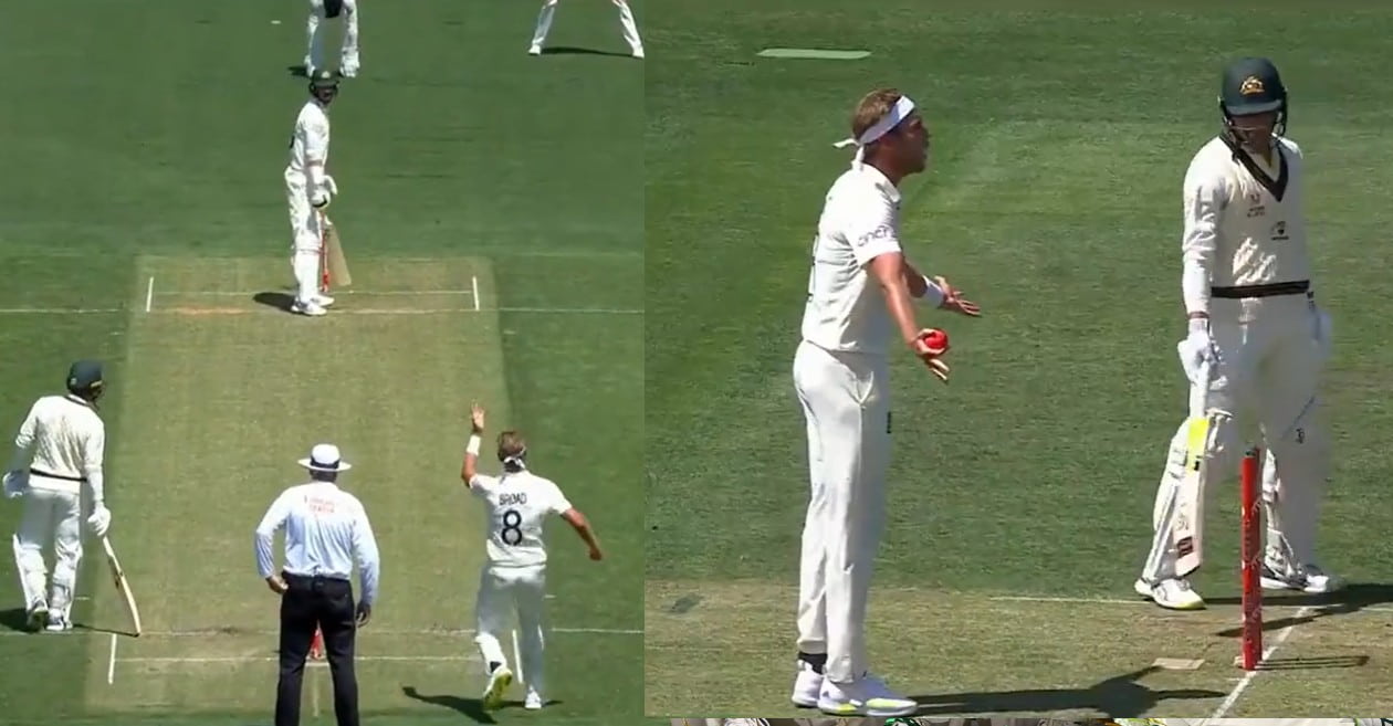 Stuart Broad yells at a camera in Hobart Test