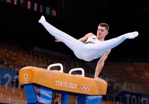 Max Whitlock of Great Britain competes during the men's pommel horse final of artistic gymnastics at Tokyo 2020 Olympic Games