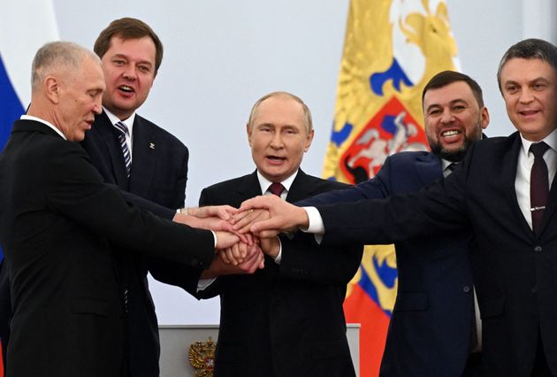 The Moscow-appointed heads of the annexed Ukrainian regions and Russian President Vladimir Putin